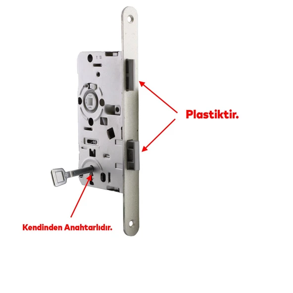 PVC WC Banyo Kapı Ahşap Kapı Oda Gömme Kilit Gövde Kilidi Silindirsiz Barelsiz Kendinden Anahtarlı - Resim 4