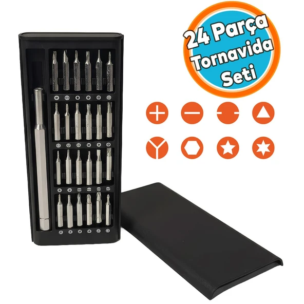 Mini 24 Parça Tornavida Seti Hassas Mıknatıslı Bilgisayar Telefon Elektronik Tamiri İçin İdeal ürün görseli