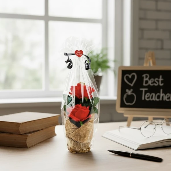 Kraponlu Çiçek Aranjmanı - Öğretmenler Günü Hediyesi - Resim 2