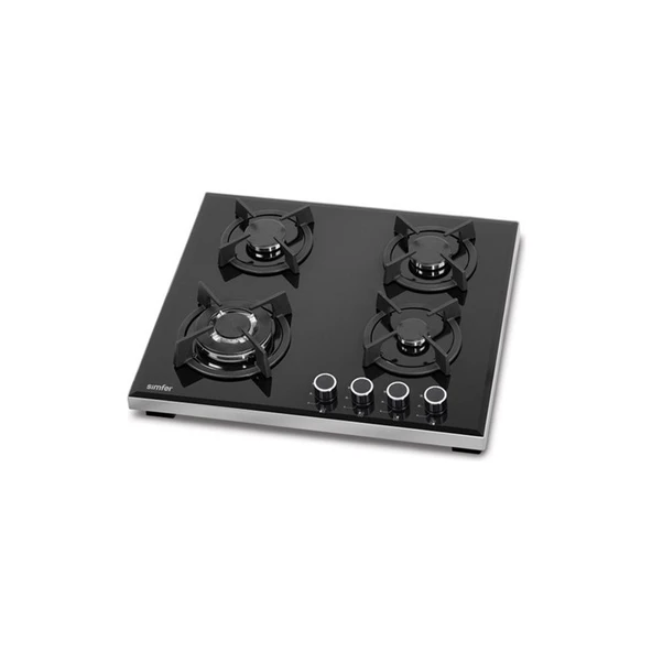Simfer 3032 Emniyetli 4G Woklu Döküm Izgaralı Setüstü Cam Ocak Doğalgazlı ürün görseli