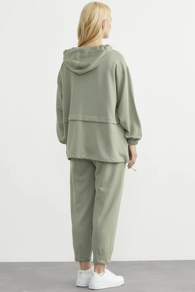 Scuba Oversize Tunik Eşofman Takım - Fıstık Yeşili - Resim 6