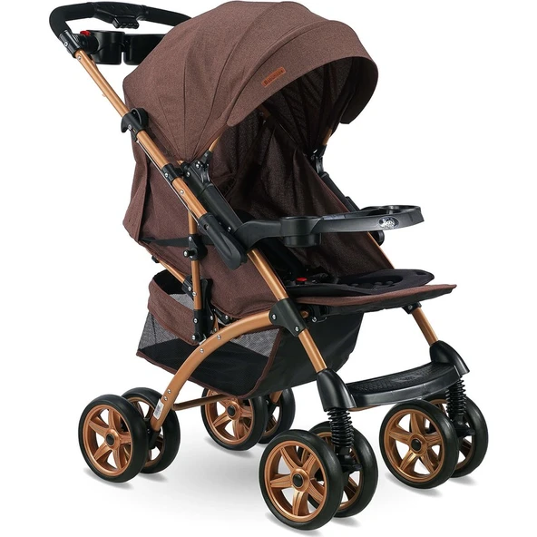 Babyhope BH-609 Polo Çift Yönlü Bebek Arabası Kırçıllı Kahve ürün görseli