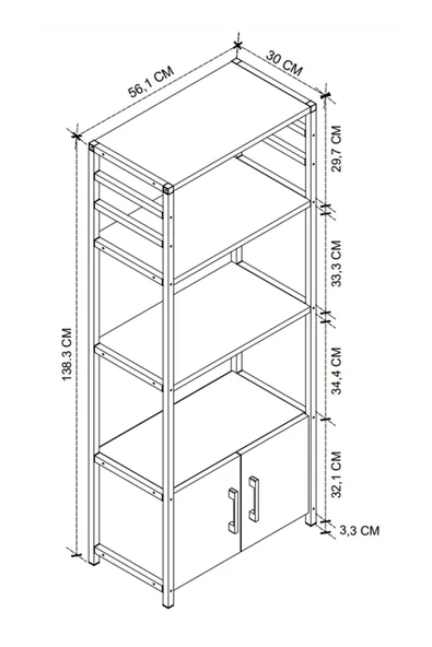 Bofigo Mutfak Standı 2 Kapaklı 4 Raflı Kahve Köşesi Mutfak Rafı Mutfak Bangosu Kolombiya Beyaz - Resim 4