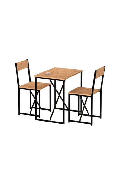 Bofigo 2li Mutfak Seti Mutfak Masa ve Sandalye Seti Balkon Masası Cafe Seti Maysa Çam - Resim 6