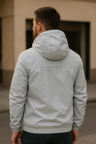 Kapüşonlu Fermuarlı Yağmurluk - Resim 2