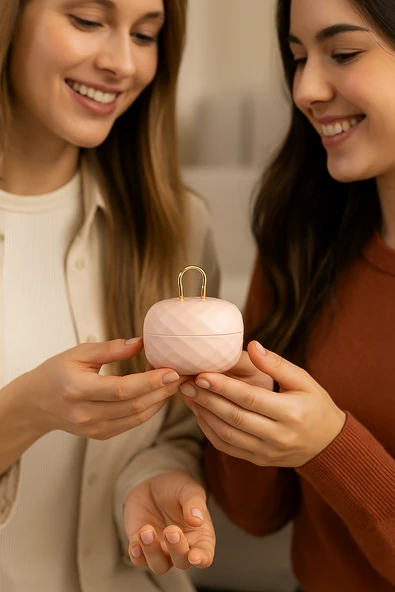 Taşınabilir Yüzüklü Takı Kutusu – Ayna ve 4 Bölmeli Mini Mücevher Organizer - Pudra - Resim 3