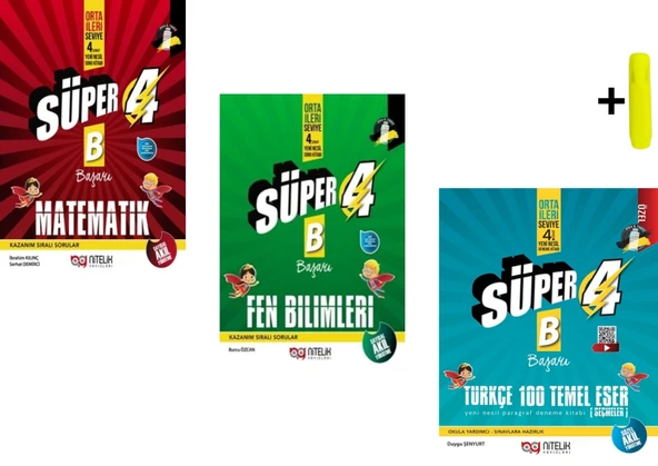 Süper 4 Sınıf Matematik Fen Paragraf B Başarı Yeni Nesil Soru Seti Nitelik Yayınları ürün görseli