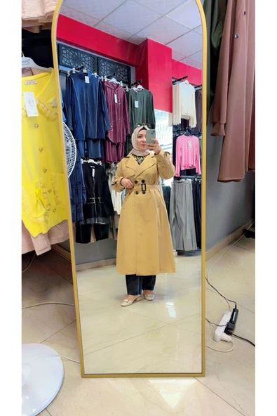 Düğmeli ve Kuşaklı Uzun Boy Trençkop - Resim 2