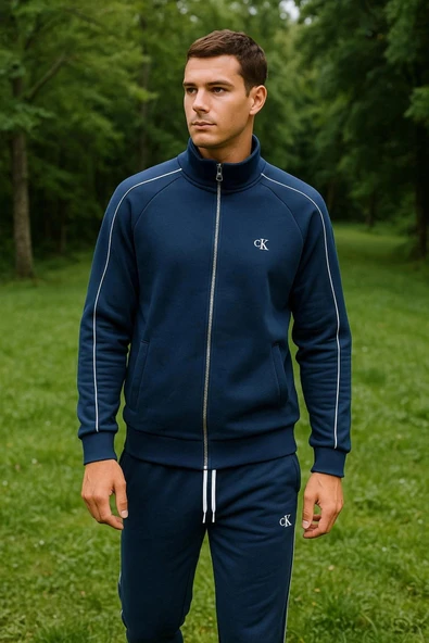 Fermuarlı Sade Renkli Eşofman Takımı ürün görseli 1