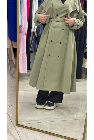 Üstü Ceket Detaylı Elbise Trençkot - Resim 2