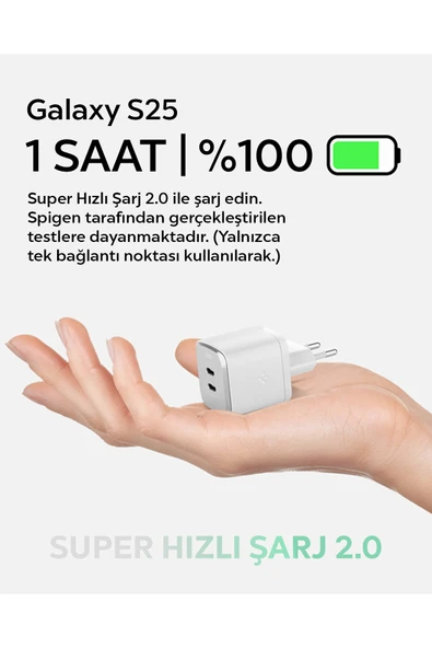Spigen ArcStation Pro GaN 452 45W 2 Port USB-C Güç Adaptörü Beyaz ACH05155 - Resim 7