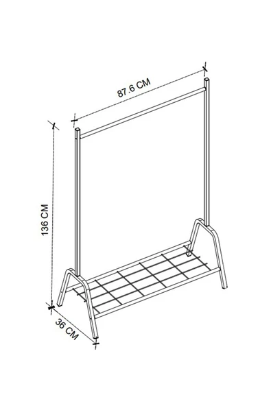 Bofigo Konfeksiyon Askısı Ayaklı Askılık Elbise Askılığı Raflı Askılık Venüs Siyah - Resim 5