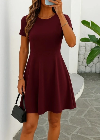 Kadın Kısa Kollu Kiloş Ithal Krep Elbise ürün görseli