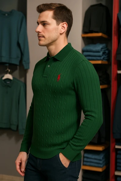 Polo Yaka Desenli Tişört - Resim 2