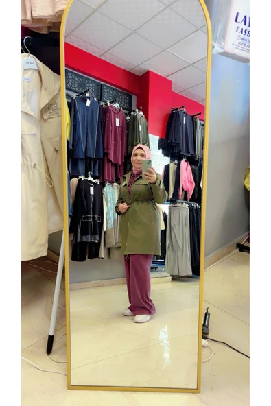 Bronş Detaylı Fermuarlı Trençkot - Resim 2