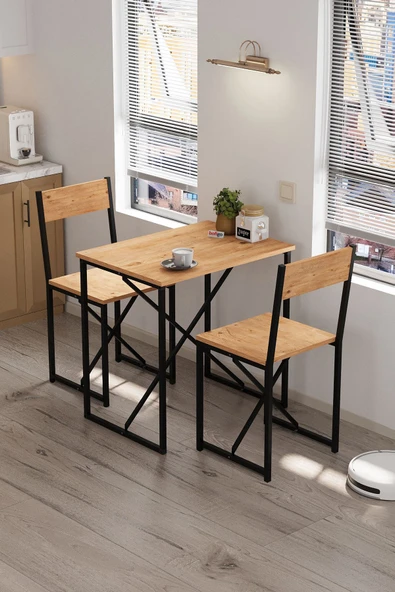 Bofigo 2li Mutfak Seti Mutfak Masa ve Sandalye Seti Balkon Masası Cafe Seti Maysa Çam - Resim 5