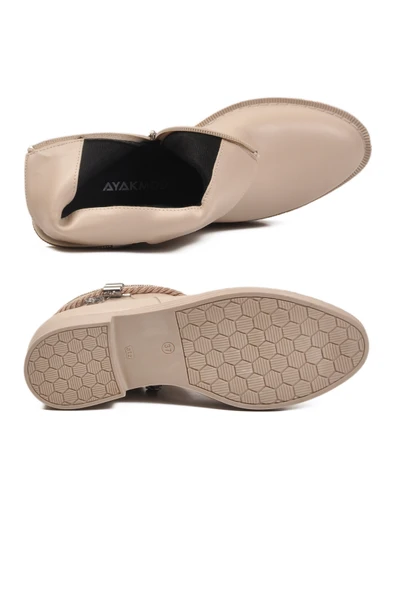 Ayakmod Bej Cilt Fermuarlı Kaymaz Bot 325126 Z - Resim 5