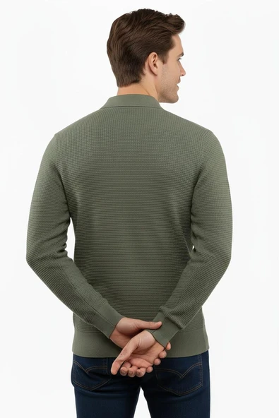 Erkek Fermuarlı Polo Yaka Triko Kazak 5240F BGL-ST04852 - Resim 11