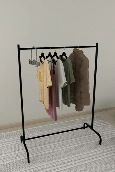 Bofigo Konfeksiyon Askısı Ayaklı Askılık Elbise Askılığı Siyah - Resim 4