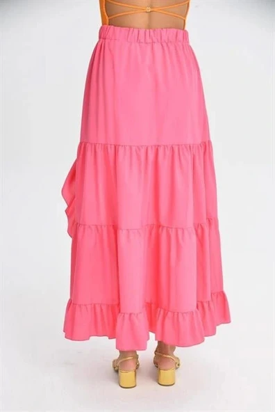 Audrey Fıfrlı Yırtmaç Detay Etek 4037 - Resim 5