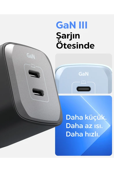 Spigen ArcStation Pro GaN 452 45W 2 Port USB-C Güç Adaptörü Sierra Blue ACH05156 - Resim 3