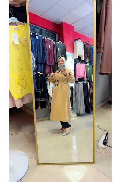 Düğmeli ve Kuşaklı Uzun Boy Trençkop - Resim 3