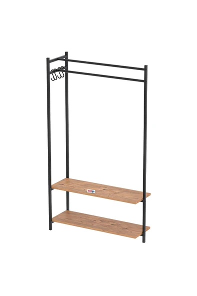 Bofigo Konfeksiyon Askısı Ayaklı Askılık Elbise Askılığı Raflı Askılık Jüpiter Çam - Resim 6