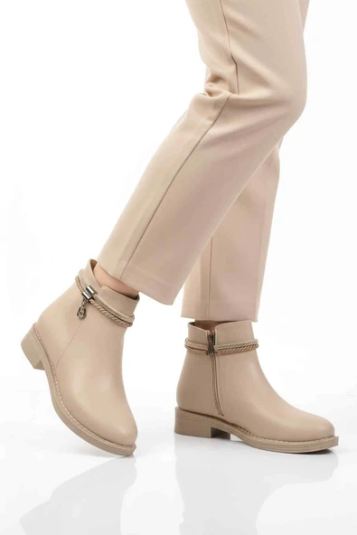 Ayakmod Bej Cilt Fermuarlı Kaymaz Bot 325126 Z ürün görseli