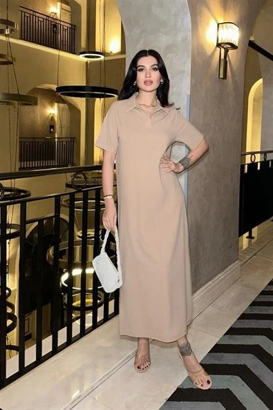 Manque Polo Yaka Yırtmaçlı Elbise 26898 ürün görseli