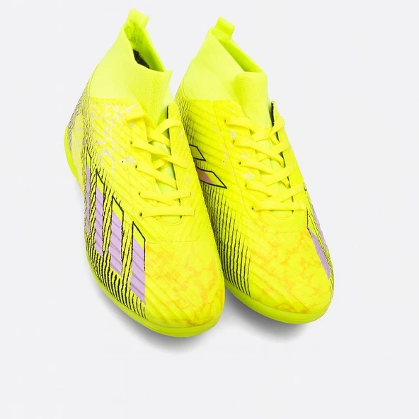 Erkek Halı Saha Ayakkabısı – Çoraplı Dokuma Model – Sarı Lila Renk – Kaymaz Taban – Futbol Spor Ayakkabı - Resim 2