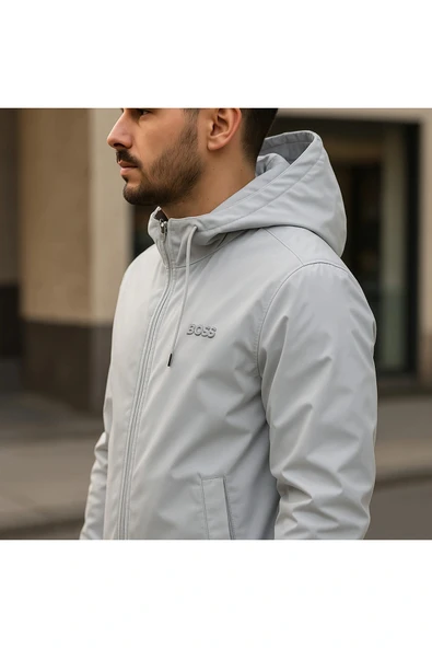 Kapüşonlu Fermuarlı Yağmurluk ürün görseli 1