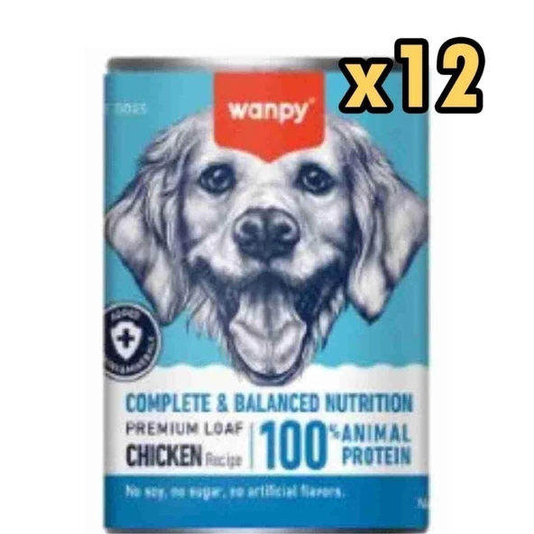 Wanpy Tahılsız %100 Gerçek Et Tavuklu Köpek Konservesi 375 gr x 12 Adet ürün görseli