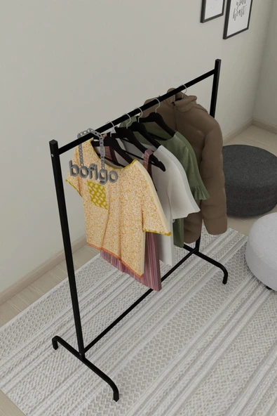 Bofigo Konfeksiyon Askısı Ayaklı Askılık Elbise Askılığı Siyah - Resim 3