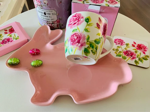 The Leonardo Collection Lesser & Pavey Jennifer Rose Özel Tasarımı Rose Garden Serisi Çiçek Desenli Shabby Chic Gül Bahçesi Porselen Kupa/Mug - Resim 3