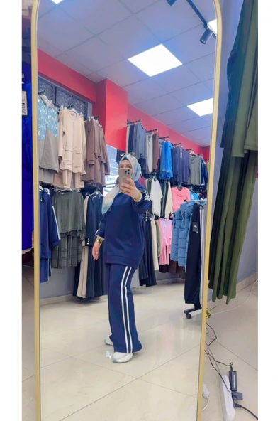 Yanları Çizgili Fermuarlı İkili Takım - Resim 4