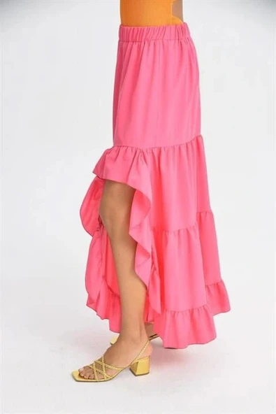 Audrey Fıfrlı Yırtmaç Detay Etek 4037 - Resim 3