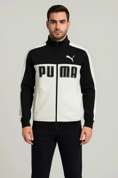 Kapüşonsuz, Fermuarlı, Önü Beyaz ve Arkası Siyah Sweat ürün görseli