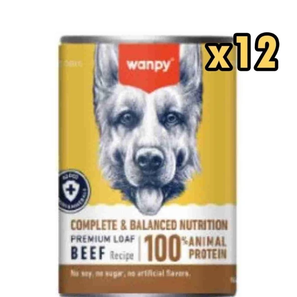 Wanpy Tahılsız %100 Gerçek Et Biftekli Köpek Konservesi 375 gr x 12 Adet ürün görseli