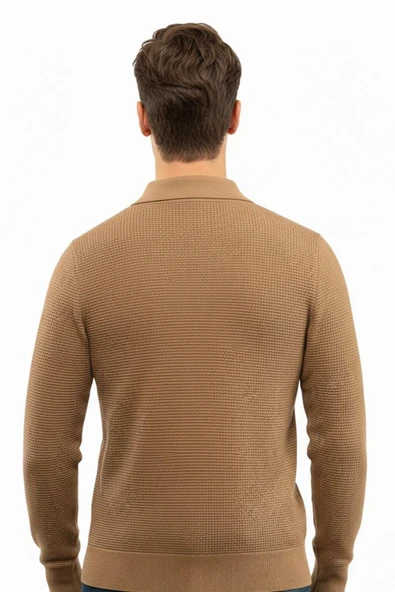 Erkek Fermuarlı Polo Yaka Triko Kazak 5240F BGL-ST04852 - Resim 12