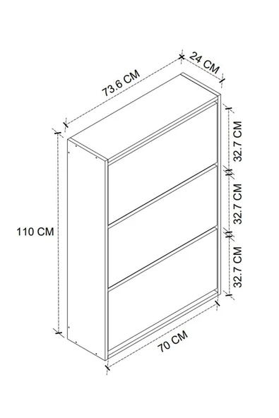Bofigo Düşer Kapak Ayakkabılık Kayar Raflı Ayakkabılık 3 Bölmeli Ayakkabılık Melek Beyaz - Resim 7