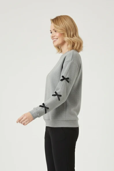 KOZİA OUTDOORS baskılı oversize unsex bisiklet yaka kadın sweatşhirt - Resim 10