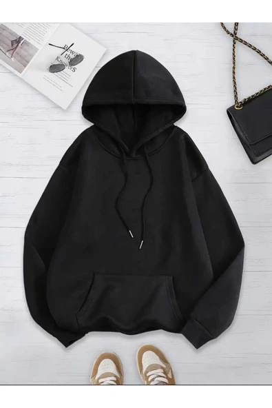 blackbonds Unisex Renkli Kapüşonlu Pembe Sweatshirt - Resim 3