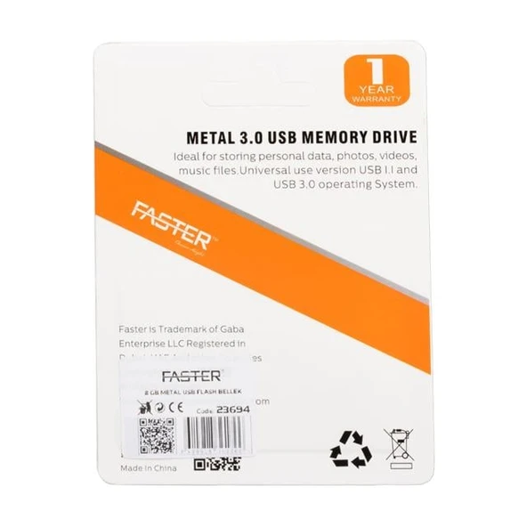 Faster 8 Gb Metal USB Flash Bellek - Resim 2