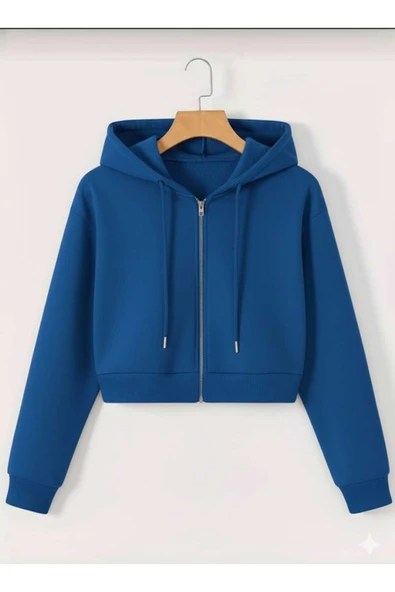 blackbonds gri fermuarlı 3 iplik crop - Resim 5