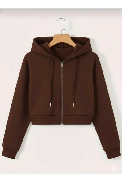 blackbonds gri fermuarlı 3 iplik crop - Resim 3