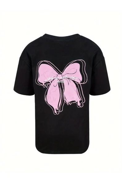 Oldeys Y2k  Sırt Baskılı Kurdele Oversize T-shirt - Resim 2