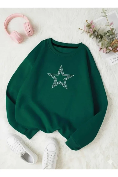 blackbonds Unisex Star Stroke Taş Baskılı Sweatshirt - Resim 8