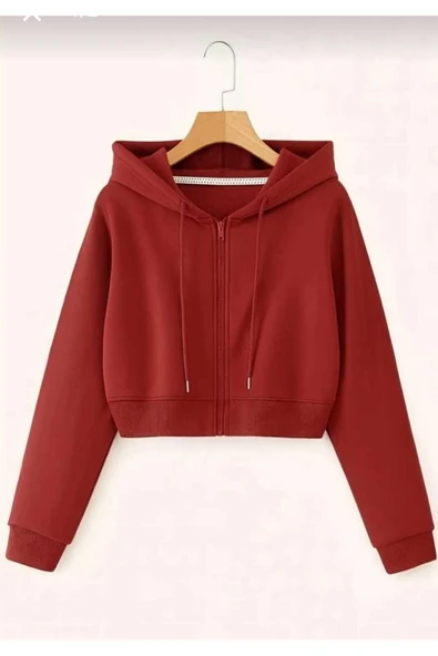 blackbonds gri fermuarlı 3 iplik crop - Resim 4