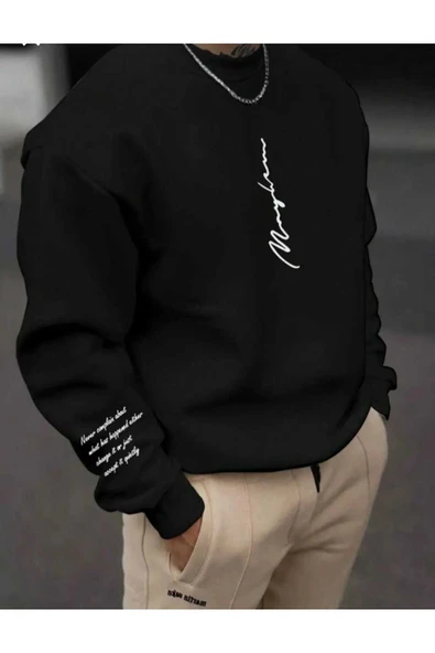 KOZİA OUTDOORS Malkoçbey Never Baskılı Oversize Unisex Bisiklet Yaka Sweatşhirt ürün görseli