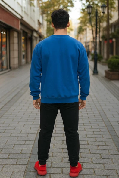 KOZİA OUTDOORS BLACK bisiklet yaka baskılı oversize erkek sweaşhirt - Resim 6